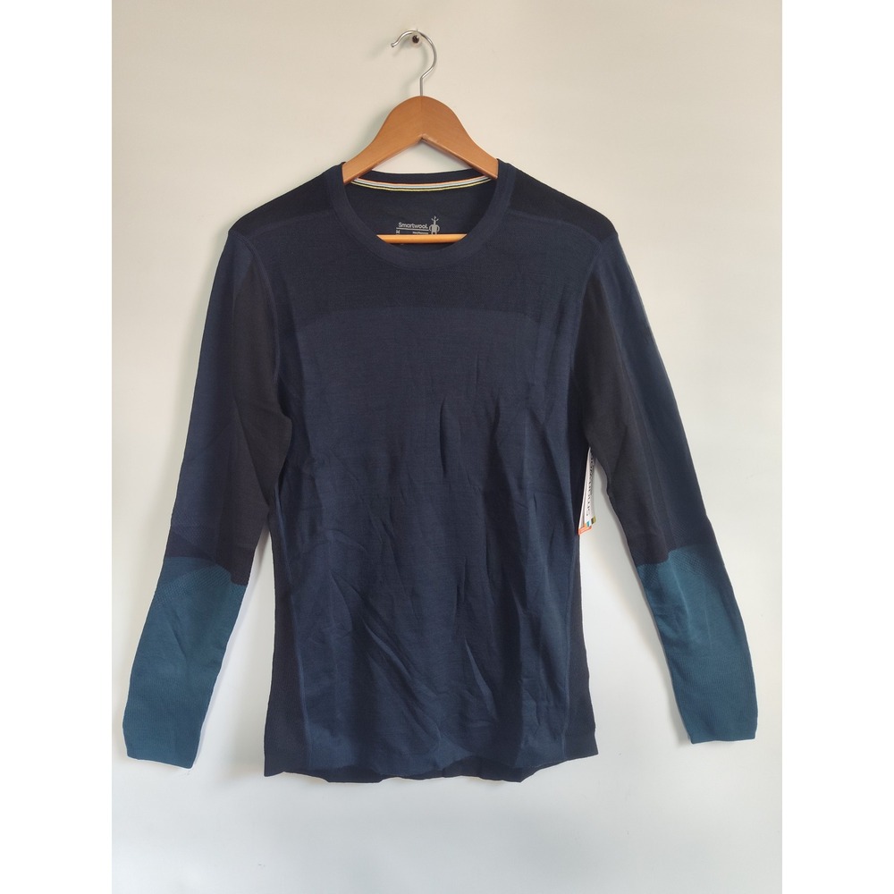 New Smartwool Shirt Medium Base Layer Merino Intraknit Thermal Navy Colorblock